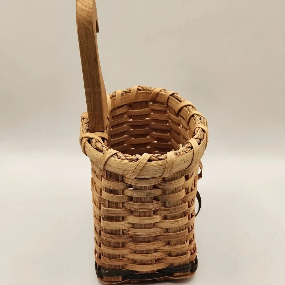 Vintage Woven Wooden Hanging Door Knob Basket